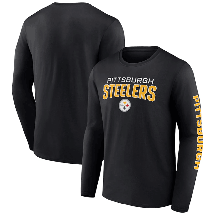 Men's Pittsburgh Steelers Black Go the Distance Long Sleeve T-Shirt